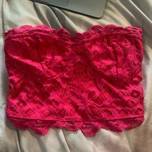 Hot Pink Strapless Lace Top